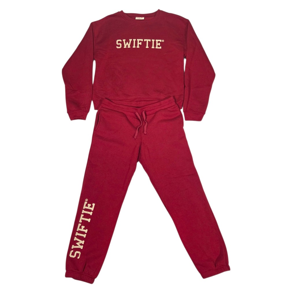 Taylor Swift Swiftie Sweatshirt Joggers Set Medium Maroon Red Eras Tour Merch